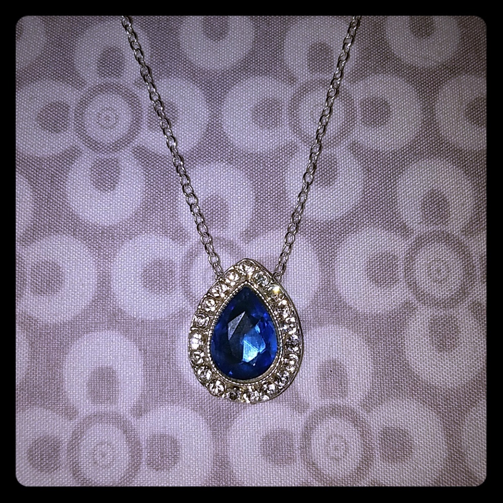 Blue Crystal Pendant Necklace